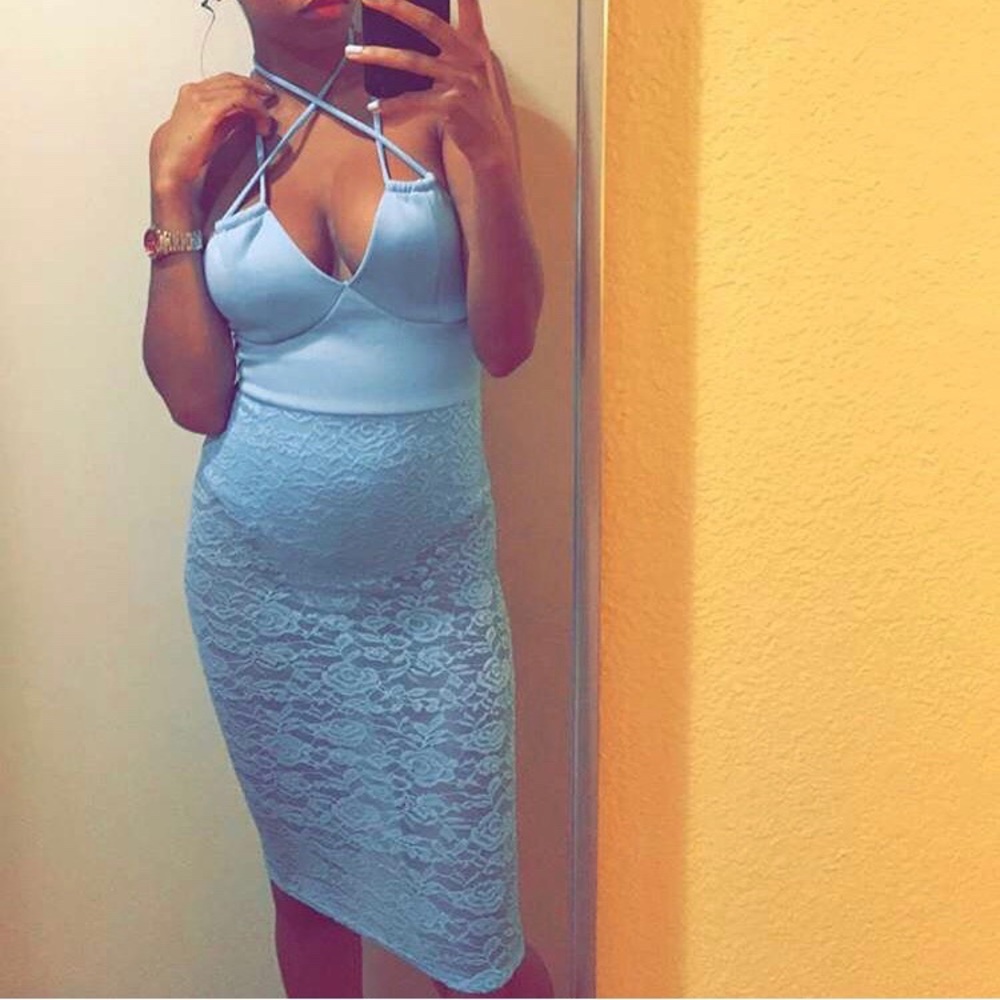Baby blue lace dress